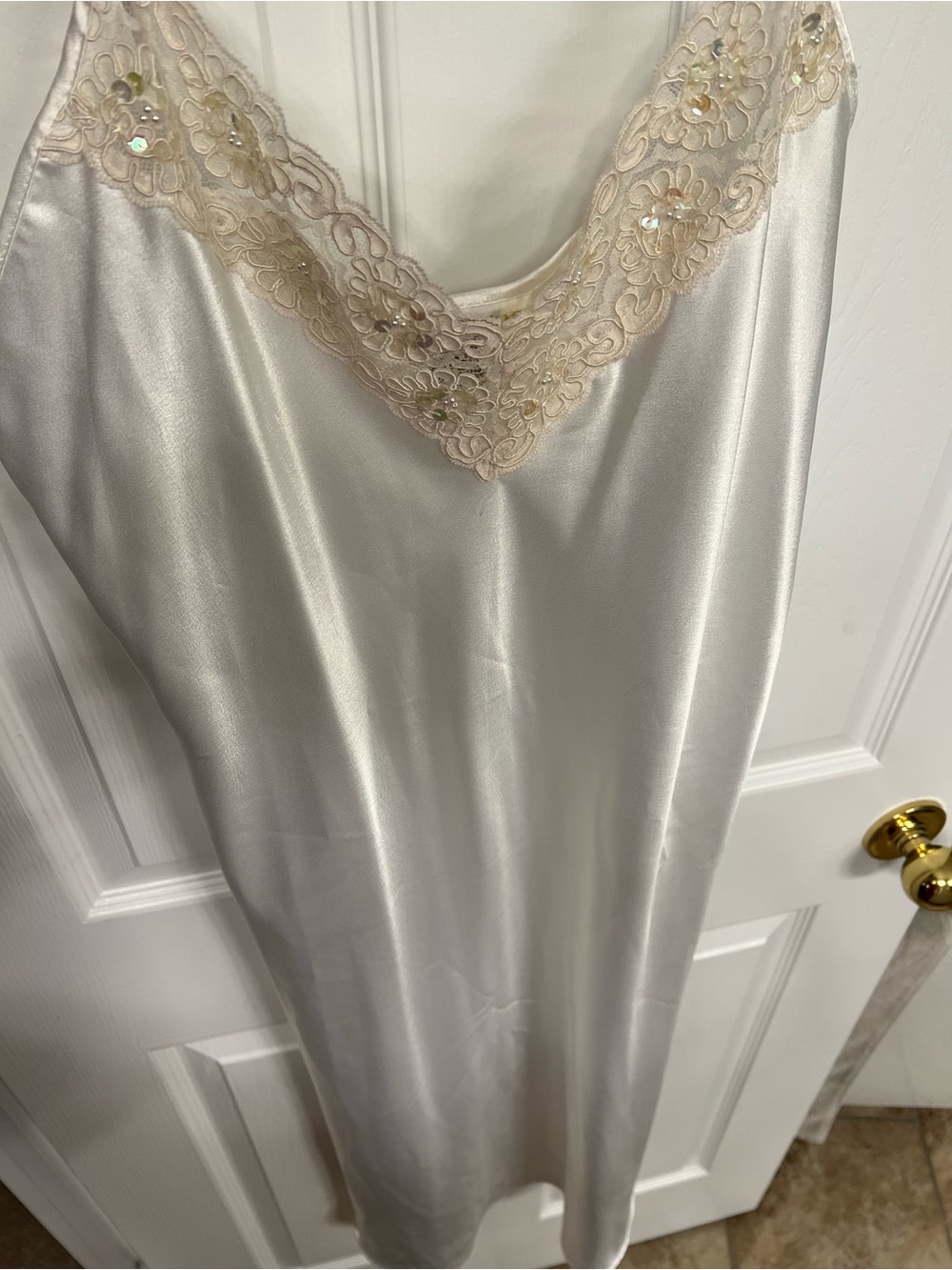 Silky Cream Lace-Trim Slip Chemise - Picture 4 of 6